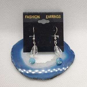 NWT Fashion Earrings Clear & Blue Dangling Earring